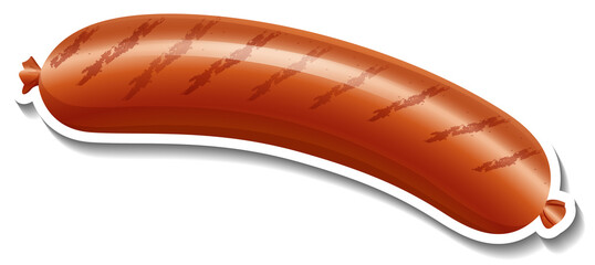 Grilled sausage in cartoon style
