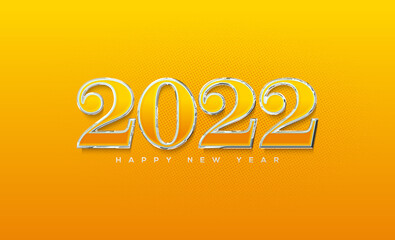 2022 happy new year in plush soft yellow