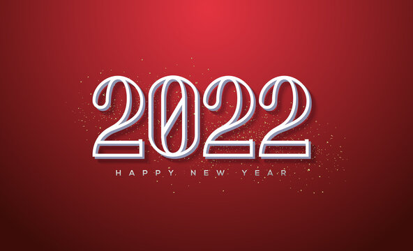 2022 happy new year with light classic thin numbers