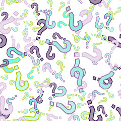 Quiz seamless pattern. Question marks, doubt, faq