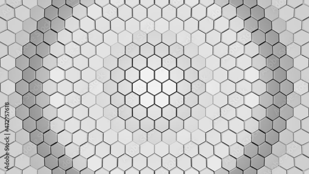 Poster abstract hexagon background shapes with white gradient color, 4k hexagon backdrop. futuristic white 