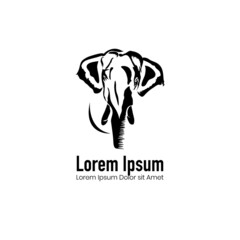 Simple modern black elephant logo template design silhoute graphic vector