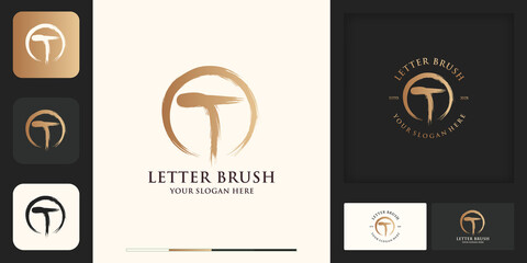 T initial letter brush logo for business and brand inspiration logo
