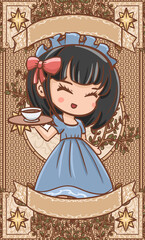 Hand drawn cartoon coffee maid illustration design

