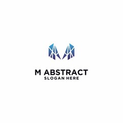 Fototapeta na wymiar Abstract letter M monogram logo icon design template. creative technology M app scratch-based vector template in gradient blue