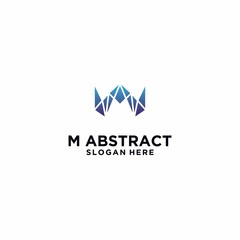 Abstract letter M monogram logo icon design template. creative technology M app scratch-based vector template in gradient blue