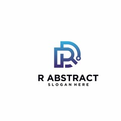 Letter R logo square shape with gradient color technology abstract digital logo letter R