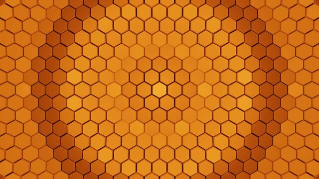 Abstract Hexagon Background Shapes with Orange Gradient Color, 4K Animation Backdrop. Futuristic Seamless Loop Animation Background