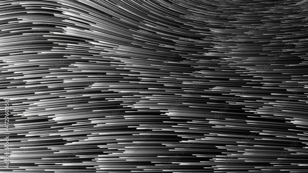 Poster trendy video background. 3d rendered abstract lines with smooth motion concept. black and white line