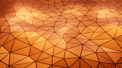 Rhombus Shapes Abstract Glowing Background with Bright Golden Color. Futuristic Shapes Backdrop Concept, 3D Rendered