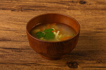 Tasty chicken soup with carrot