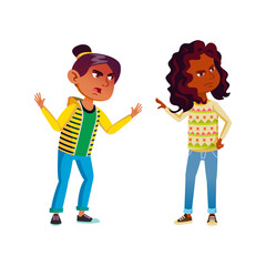 Angry girl quarrel swear. Friend bully. vector character flat cartoon Illustration