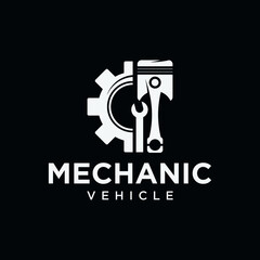 Mechanical technology logo automotive logo symbol vector illustration of a piston logo Premium