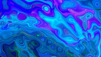 Abstract textured blue background with colorful bubbles.