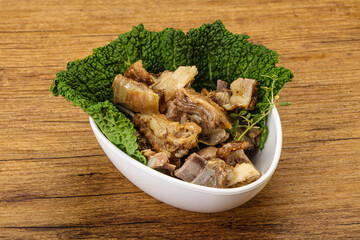 Baled lamb meat in the bowl