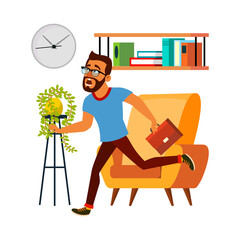 Running businessman speed. Briefcase. Leader team. Target race. Late running male. vector character flat cartoon Illustration