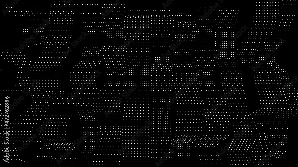 Poster streaming digital light streaks. abstract digital dot movement motion background. computer generated
