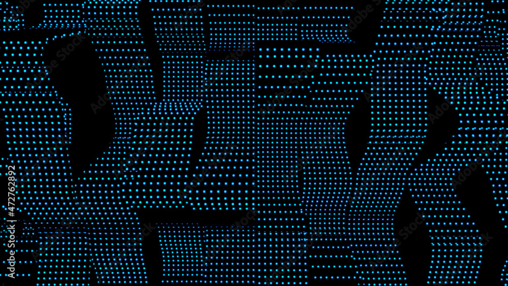 Poster streaming digital light streaks. abstract digital dot movement motion background. computer generated