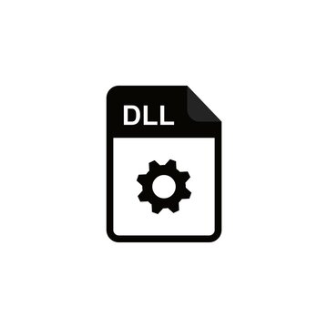 black color icon - File types icon DLL , vector art and illustration.
