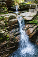 Sabbaday Falls waterfall in the White Mountain National Forest in New Hampshire, USA