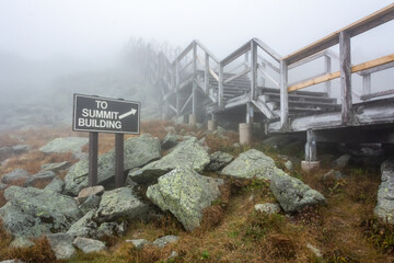 Wooden stairs leading to the summit of Mount Washington in New Hampshire, USA - Powered by Adobe