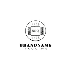 cpu chip logo cartoon icon design template isolated vector illustration