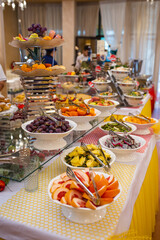 fruits and desserts in the buffet restaurant