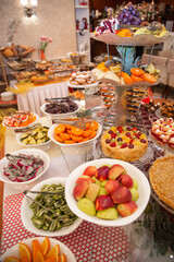 fruits and desserts in the buffet restaurant