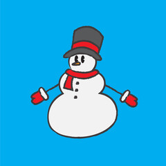 A Cute Hand Drawn Snowman - Amazing cute minimalist vector snowman character suitable for apps, sticker, children book, decoration, animation, christmas, design assets and illustration in general