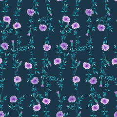 Blooming botanical motifs scattered random. Vector seamless pattern for fashion prints.