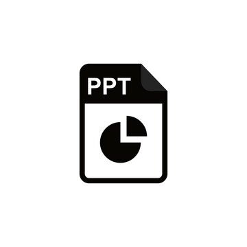 black color icon - PPT File types icon - vector art and illustration