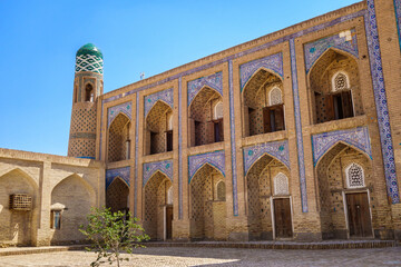 Fototapeta na wymiar Niches of student rooms of Muhammad Rahim Khan madrasah in Khiva, Uzbekistan. It was one of the largest madrasahs in the city. Built in 1871
