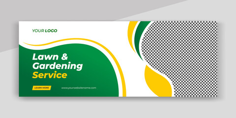 Lawn gardening service facebook horizontal banner and web banner