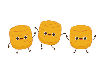 Cheese ball character design. Mozzarella cheese ball on white background. Cheese fried.