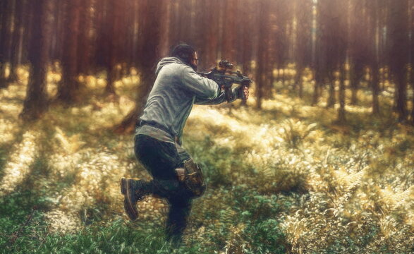 Airsoft soldier in the nature.