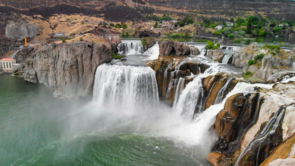 Amazing aerial view of beautiful Shoshone Falls on the Snake River, Twin Falls, Idaho