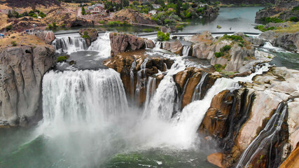 Amazing aerial view of beautiful Shoshone Falls on the Snake River, Twin Falls, Idaho