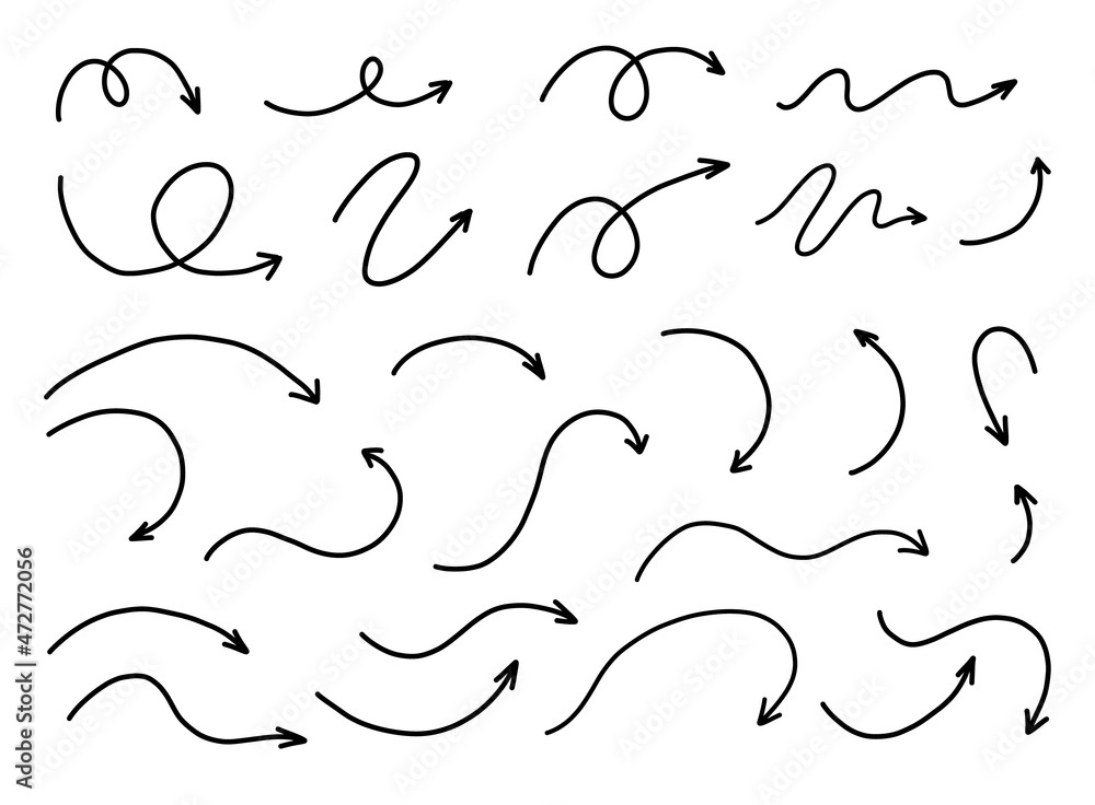 Canvas Prints hand drawn arrows set. vector line doodles isolated on white.