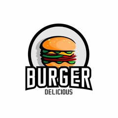 burger logo vector, restaurant logo illustration design, brand, label, template