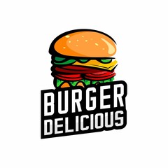 burger logo vector, restaurant logo illustration design, brand, label, template