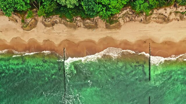 Breathtaking blue waves on Batlic sea. Vacation at the seaside.