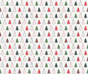 Christmas background with trees. Seamless pattern. Vector