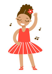 Cute cartoon ballet girl isolated on white background 2