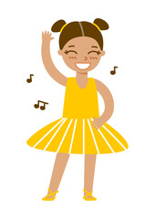 Cute cartoon ballet girl isolated on white background