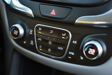 Obraz na płótnie Canvas Car air condition temperature controlling switch. 