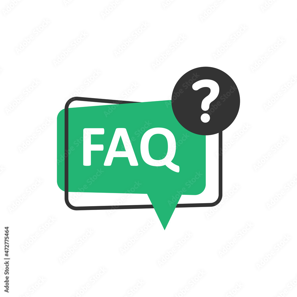 Poster faq speech bubble icon in flat style. question vector illustration on white isolated background. com