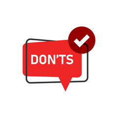 Don'ts sign icon in flat style. Unlike vector illustration on white isolated background. No business concept.