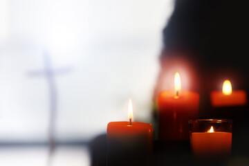 Christmas decorations, candles and crosses
