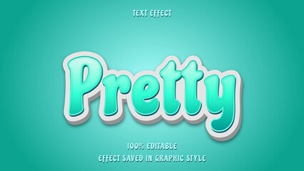 Minimal 3d Gradient Blue Word Pretty Editable Text Effect Design Template