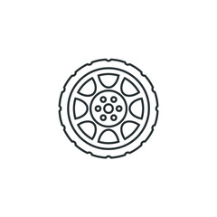 Vector sign of the Car wheels symbol is isolated on a white background. Car wheels icon color editable.